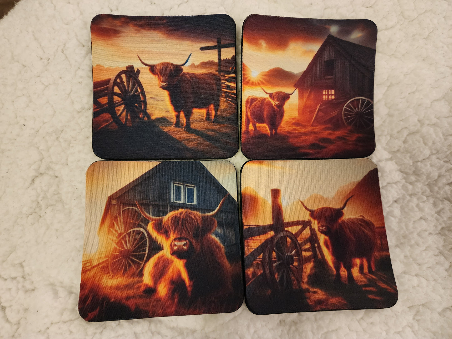 Highland Cow 2 Table Coasters