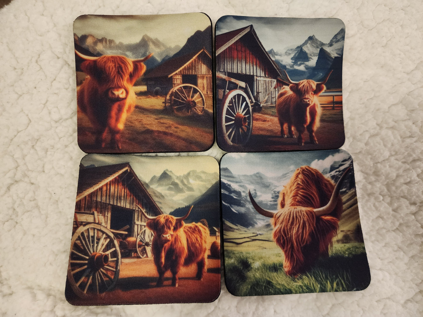 Highland Cow 1 Table Coasters