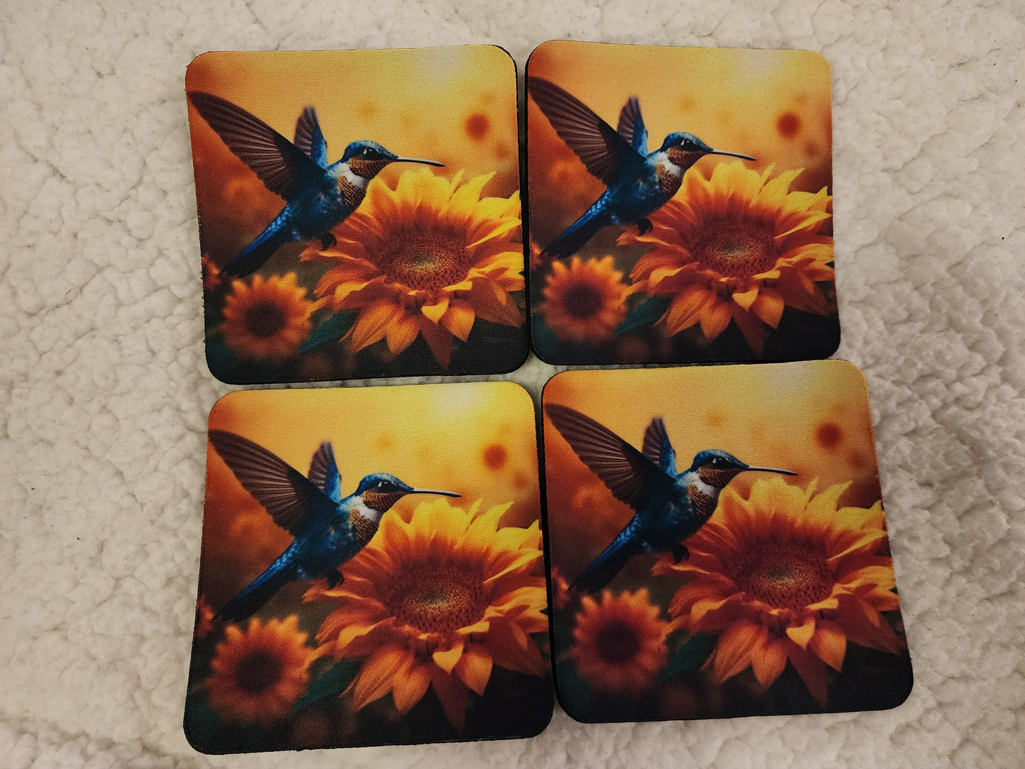 Hummingbird Sunflower Table Coasters