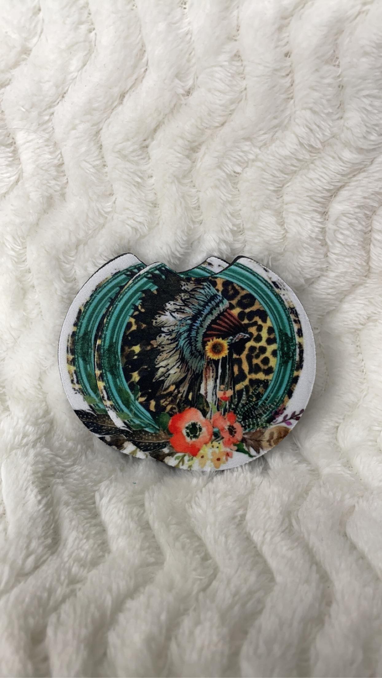 Head Dress Feather Car Coasters