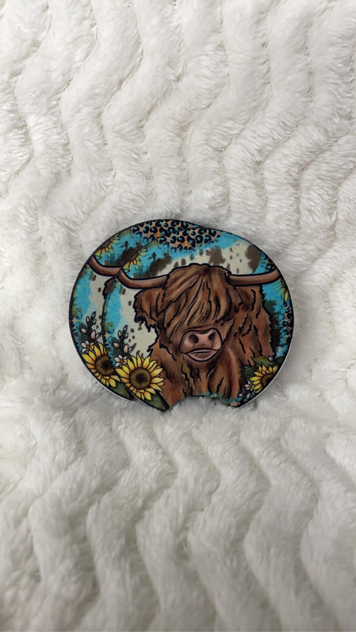 Sunflower Heifer Car Coasters