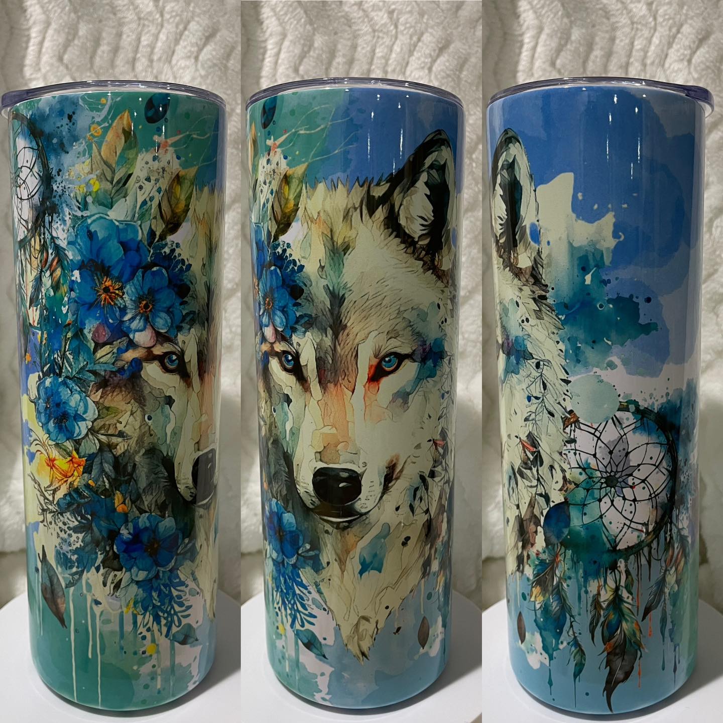Wolf  Watercolor Dreamcatcher 20oz Tumbler